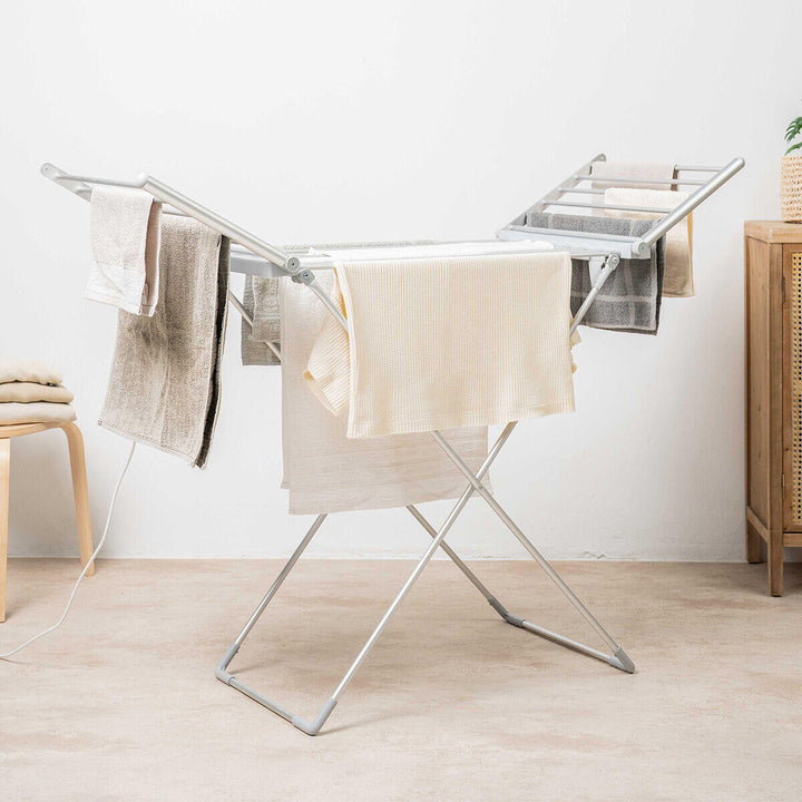 InnovaGoods Warmmat 230 W 20-Bar Folding Electric Clothesline with Wings, Touch Screen, Timer and Temperature Control